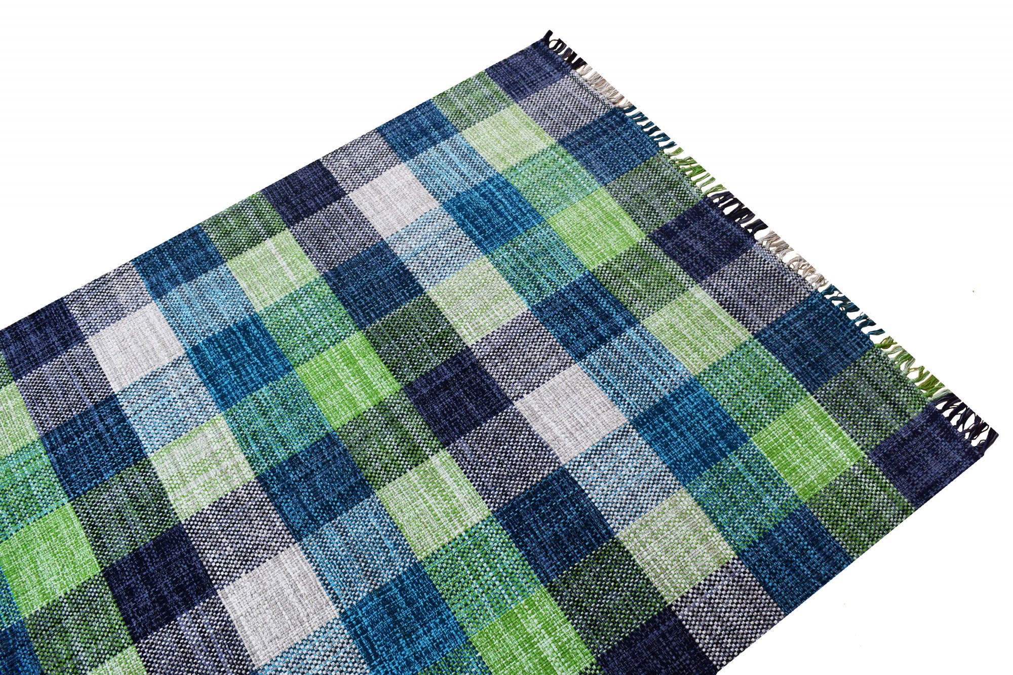 Tappeto moderno sacramento, stile kilim, 100% cotone, verde, 230x160cm