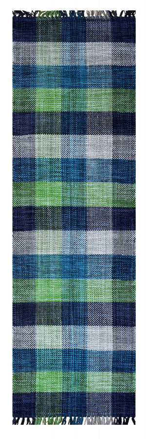 Tappeto moderno sacramento, stile kilim, 100% cotone, verde, 180x60cm