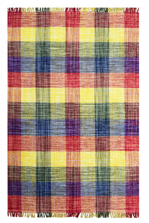 Tappeto moderno sacramento, stile kilim, 100% cotone, multicoloree, 110x60cm