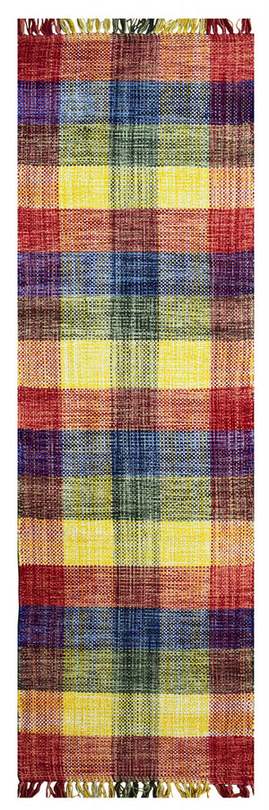 Tappeto moderno sacramento, stile kilim, 100% cotone, multicoloree, 180x60cm