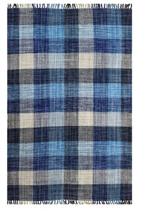 Tappeto moderno sacramento, stile kilim, 100% cotone, blu, 110x60cm