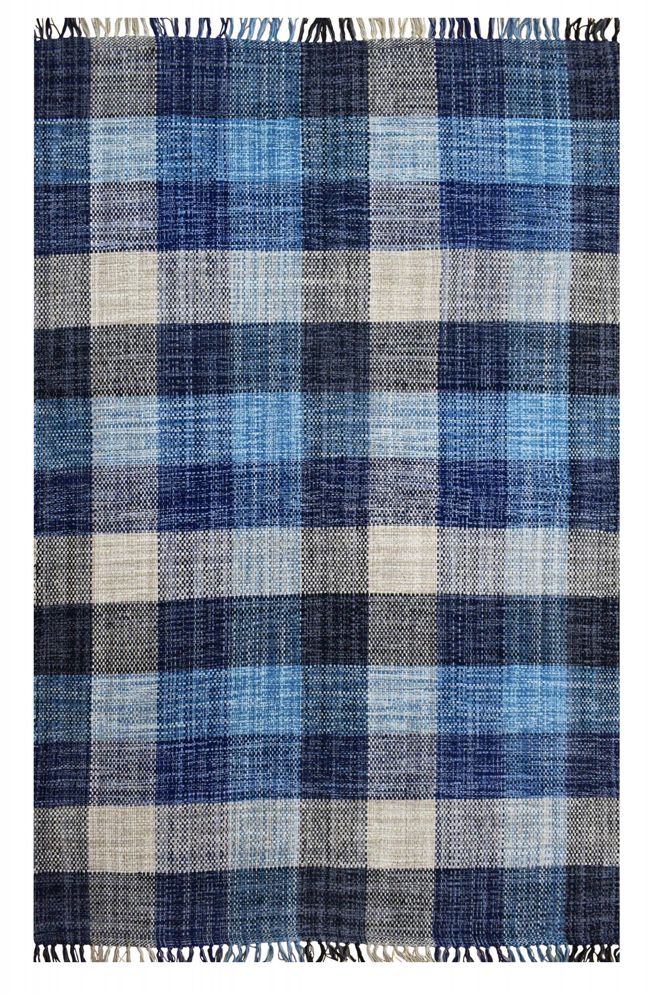 Tappeto moderno sacramento, stile kilim, 100% cotone, blu, 150x90cm