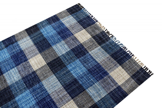 Tappeto moderno sacramento, stile kilim, 100% cotone, blu, 230x160cm