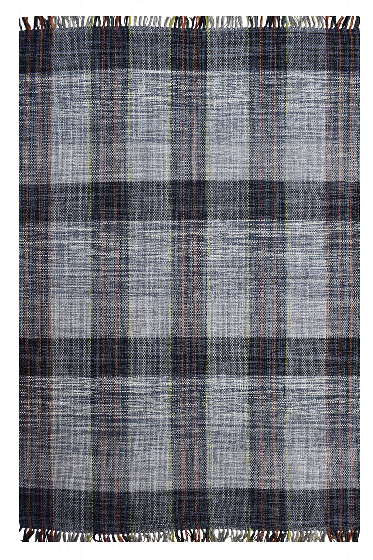 Tappeto moderno sacramento, stile kilim, 100% cotone, grigio, 110x60cm