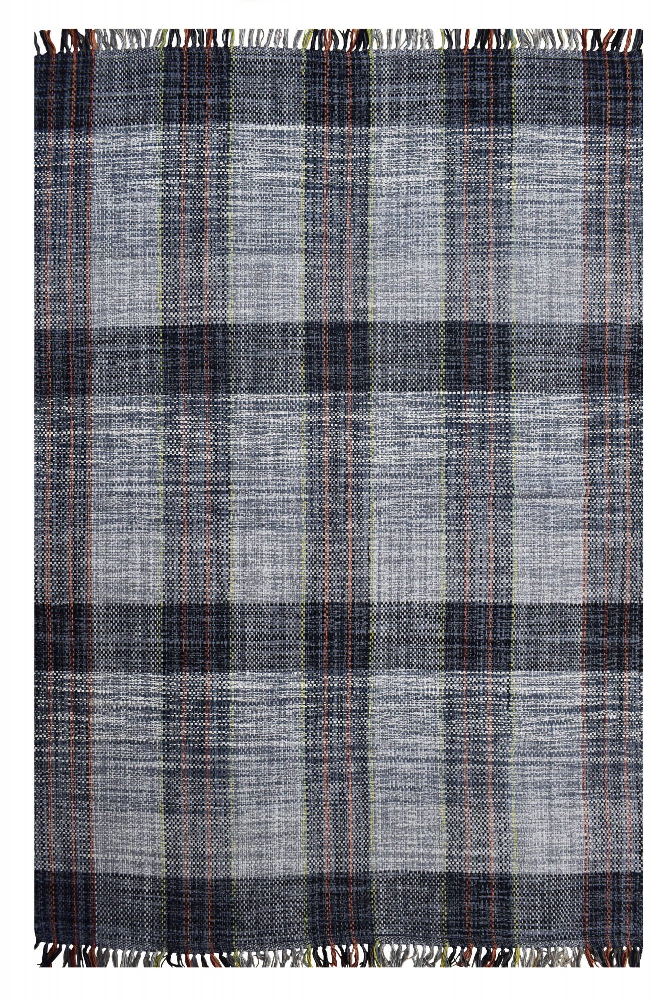 Tappeto moderno sacramento, stile kilim, 100% cotone, grigio, 230x160cm