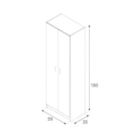 Armadio multiuso Portsmouth, Mobile ausiliario a 2 ante, Guardaroba portascarpe moderno, Scarpiera verticale, cm 59x37h180, Rovere