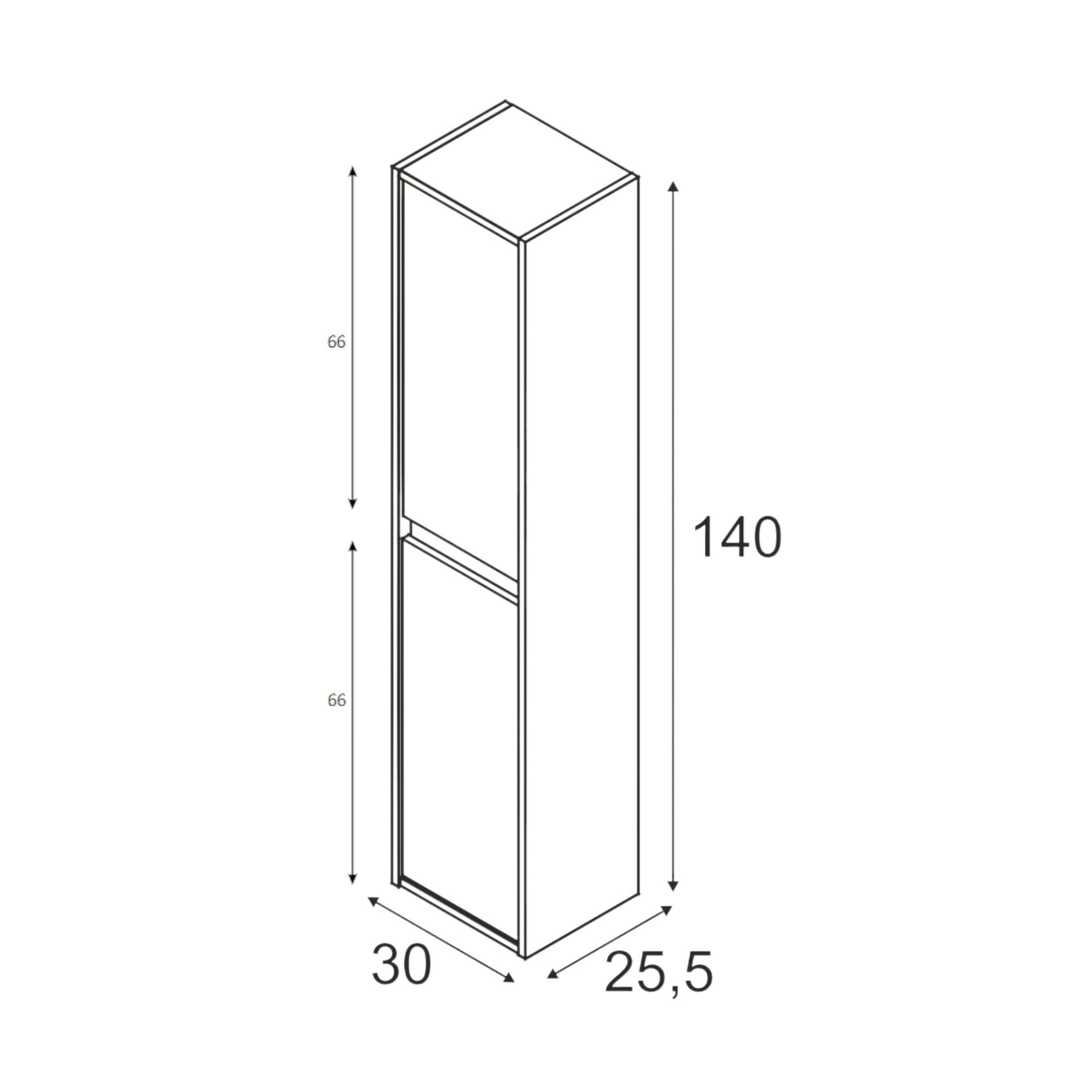 Colonna Bagno Salinas, Mobile a colonna per bagno a 2 ante, Armadio pensile sospeso, Mobiletto multiuso moderno, cm 30x26h140, Quercia