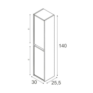 Colonna Bagno Salinas, Mobile a colonna per bagno a 2 ante, Armadio pensile sospeso, Mobiletto multiuso moderno, cm 30x26h140, Quercia