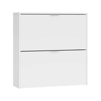 Scarpiera Louisville, Armadio portascarpe a 2 ante a ribalta, Scarpiera bassa da ingresso, Mobile basso, cm 75x22h76, Bianco