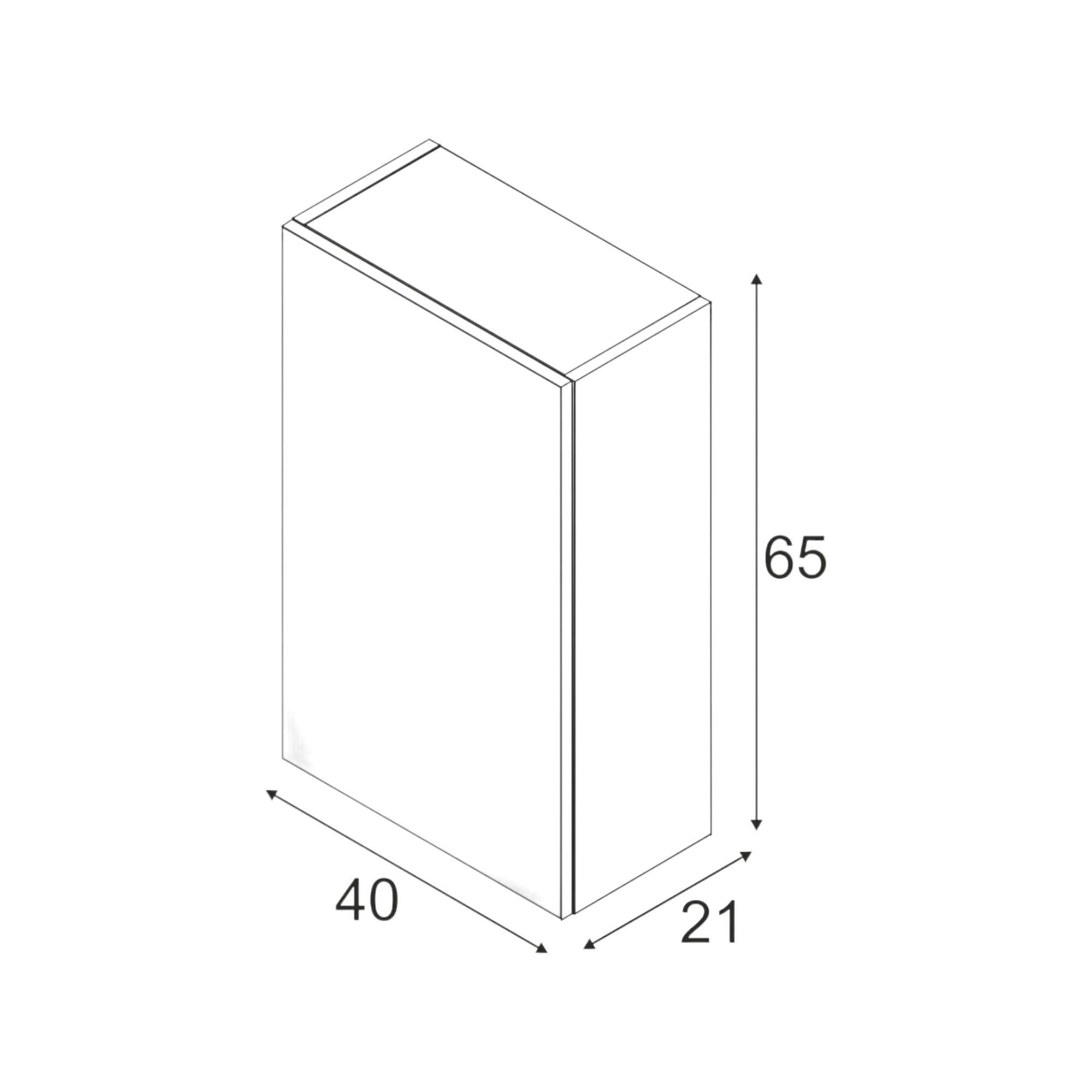 Mobile Pensile Bagno Lafayette, Mobile colonna per bagno, Armadietto sospeso, colore Bianco lucido, cm 40x21h65 - 1 anta