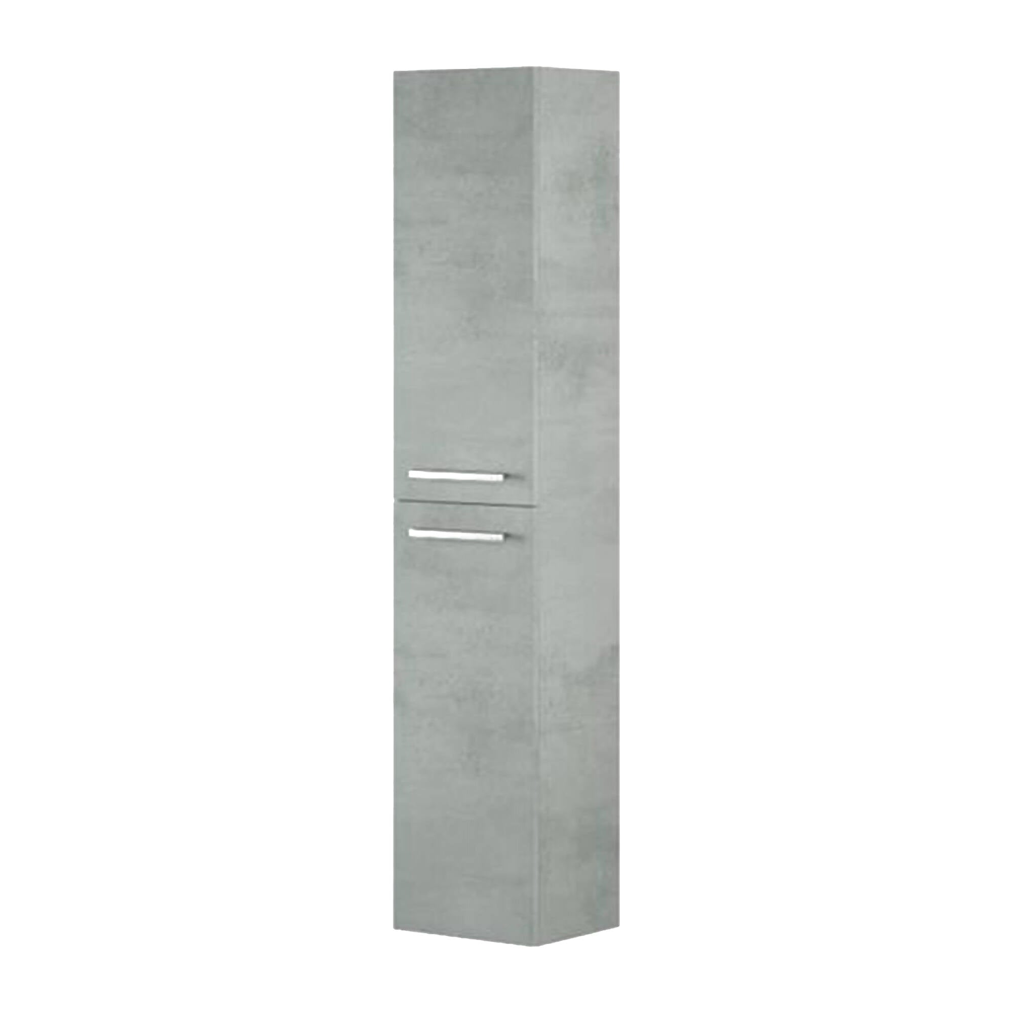 Colonna Bagno Alexandria, Mobile a colonna per bagno a 2 ante, Armadio pensile sospeso con 2 ripiani, cm 30x25h150, Grigio cemento