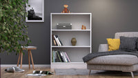 Libreria a tre vani, colore bianco, cm 79 x 107 x 27