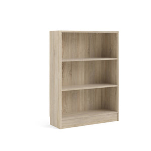 Libreria a tre vani, colore rovere, cm 79 x 107 x 26