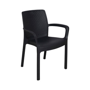 Sedia da esterno Torino, Seduta da giardino, Sedia per tavolo da pranzo, Poltrona outdoor effetto rattan, 100 % Made in Italy, Cm 54x60h82, Antracite