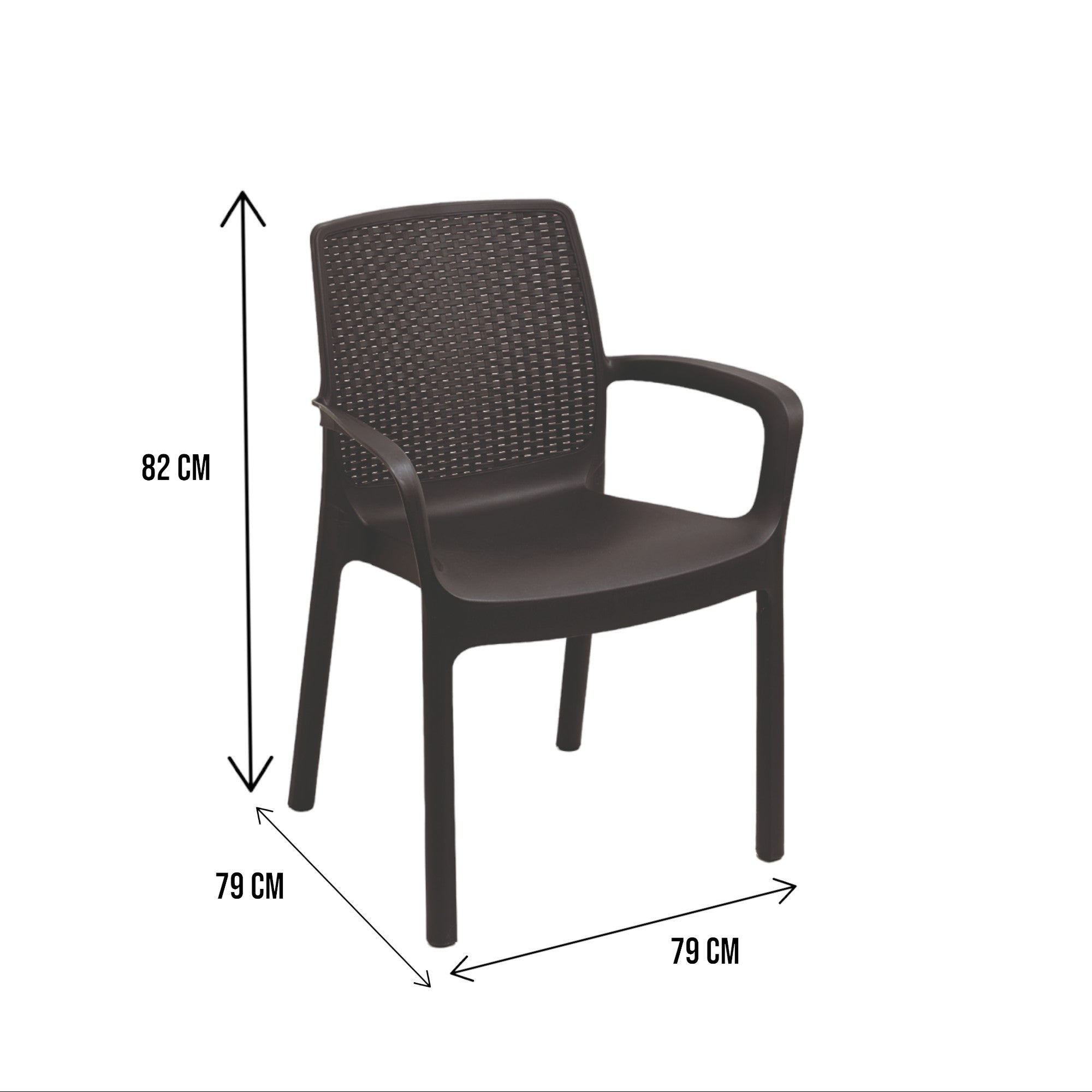 Sedia da esterno Torino, Seduta da giardino, Sedia per tavolo da pranzo, Poltrona outdoor effetto rattan, 100 % Made in Italy, Cm 54x60h82, Antracite