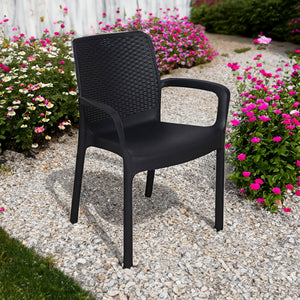 Sedia da esterno Torino, Seduta da giardino, Sedia per tavolo da pranzo, Poltrona outdoor effetto rattan, 100 % Made in Italy, Cm 54x60h82, Antracite