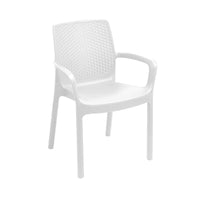 Sedia da esterno Torino, Seduta da giardino, Sedia per tavolo da pranzo, Poltrona outdoor effetto rattan, 100 % Made in Italy, Cm 54x60h82, Bianco