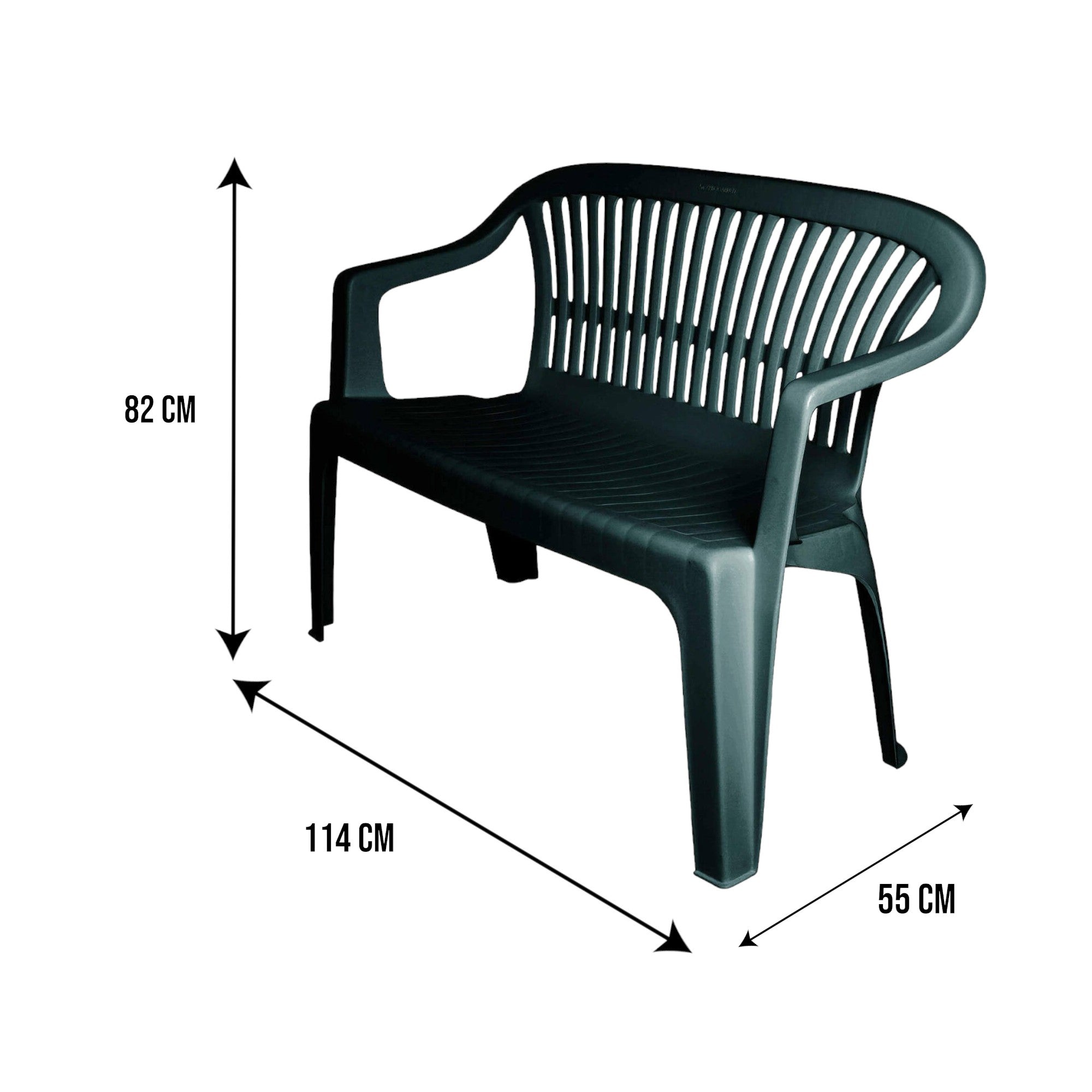 Panchina da esterno Eboli, Panca monoblocco da giardino, Panchina outdoor, 100% Made in Italy, Cm 114x55h82, Verde