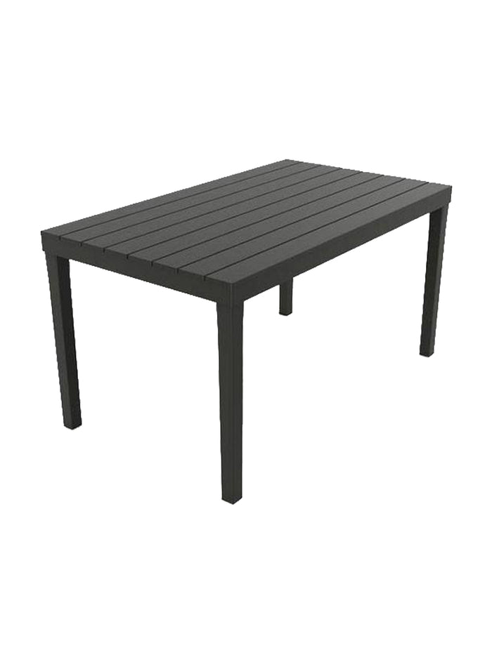 Tavolo da esterno Vasto, Tavolo rettangolare da pranzo effetto legno, Tavolo da giardino multiuso, 100% Made in Italy, Cm 138x78h72, Antracite