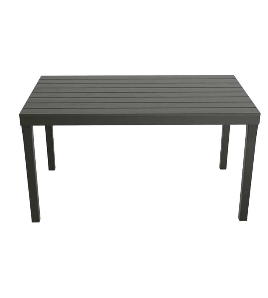 Tavolo da esterno Vasto, Tavolo rettangolare da pranzo effetto legno, Tavolo da giardino multiuso, 100% Made in Italy, Cm 138x78h72, Antracite