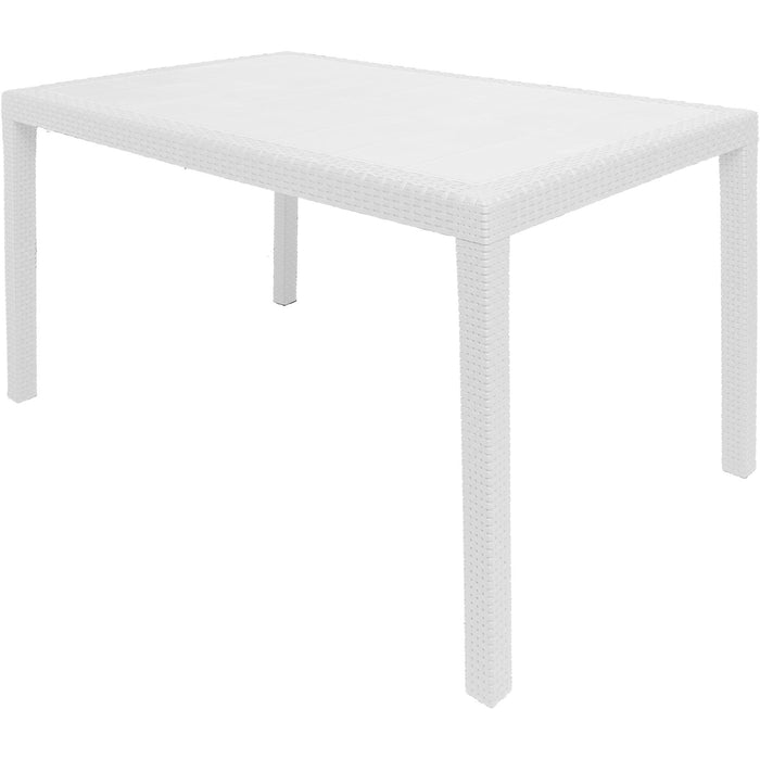 Tavolo da esterno Portici, Tavolo rettangolare da pranzo, Tavolo da giardino multiuso, 100% Made in Italy, Cm 150x90h72, Bianco