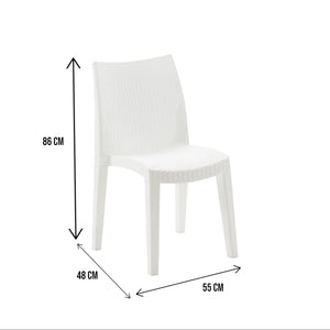 Sedia da esterno Trieste, Seduta da giardino, Sedia per tavolo da pranzo, Poltrona outdoor effetto rattan, 100 % Made in Italy, Cm 48x55h86, Bianco