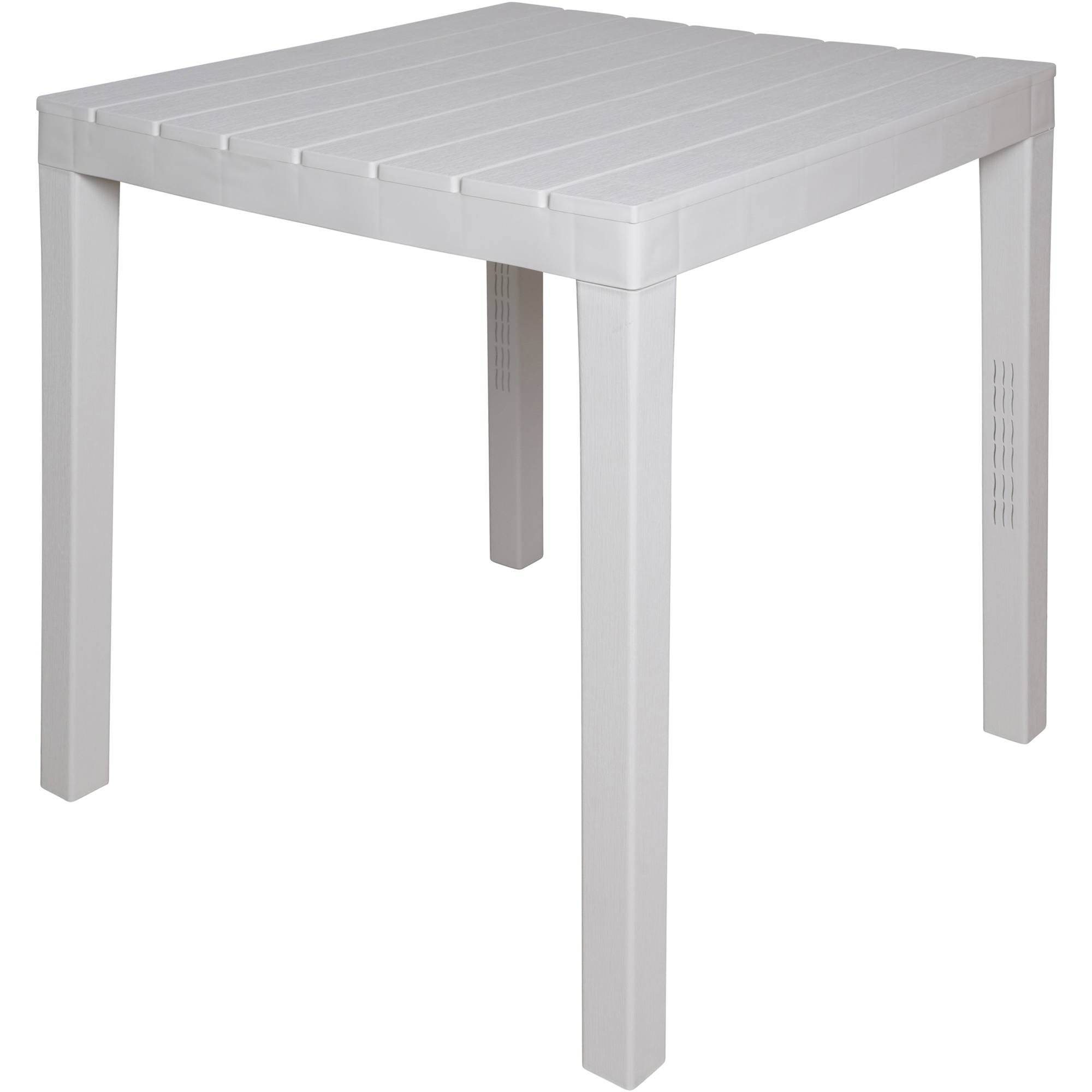 Tavolo da esterno Vicenza, Tavolo quadrato effetto legno, Tavolino da giardino multiuso, 100% Made in Italy, Cm 78x78h72, Bianco