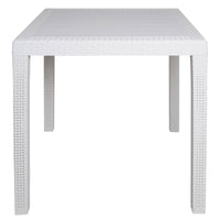 Tavolo da esterno Agrigento, Tavolo quadrato da giardino, Tavolino fisso effetto rattan, 100% Made in Italy, Cm 80x80x72, Bianco