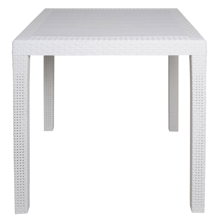 Tavolo da esterno Agrigento, Tavolo quadrato da giardino, Tavolino fisso effetto rattan, 100% Made in Italy, Cm 80x80x72, Bianco