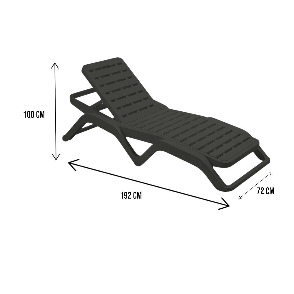 Lettino prendisole Ercolano, Sdraio da giardino regolabile, Lettino da esterno, 100 % Made in Italy, Cm 192x72h100, Antracite