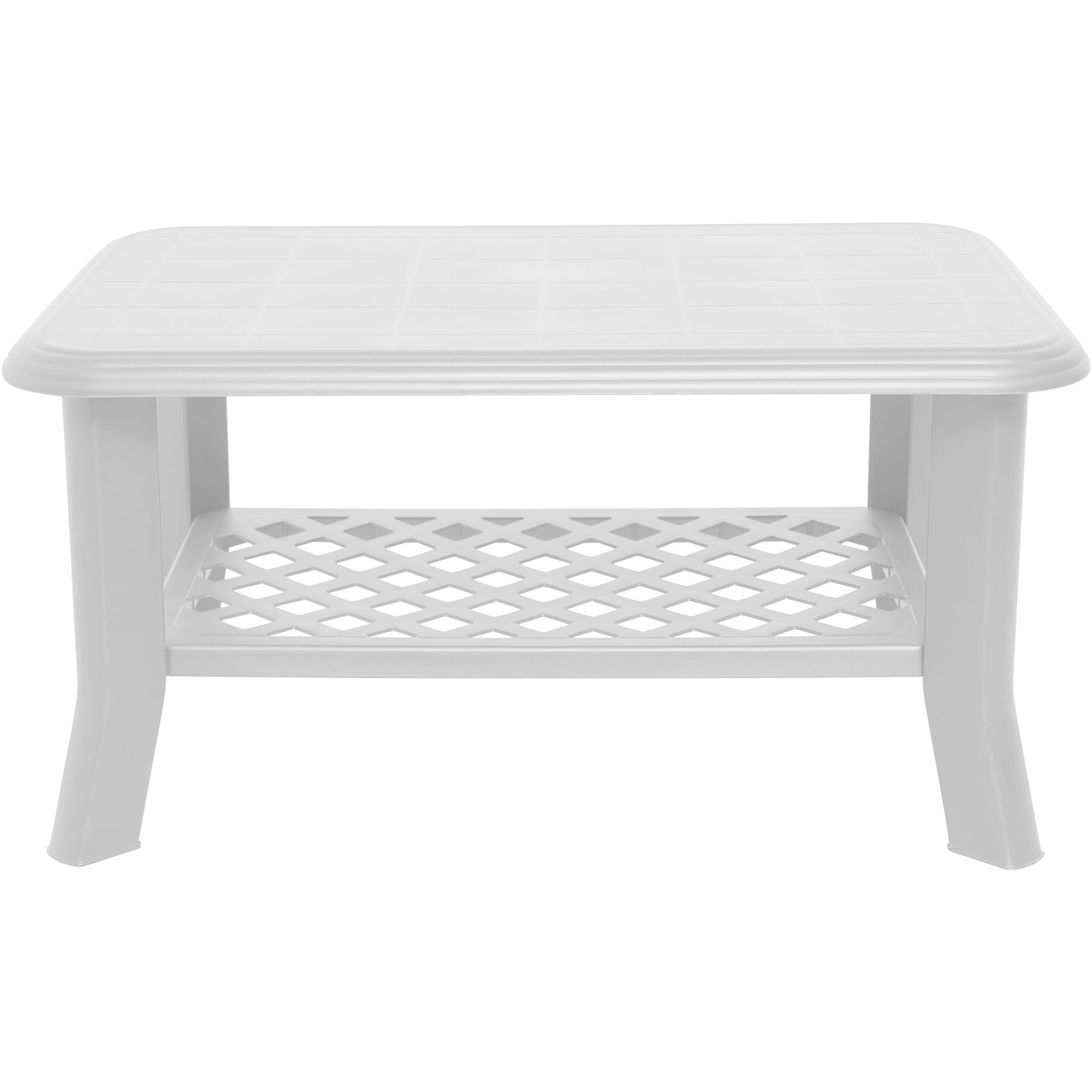 Tavolo da esterno Cerignola, Tavolino con portariviste, Tavolino da giardino multiuso, 100% Made in Italy, Cm 90x60h46, Bianco