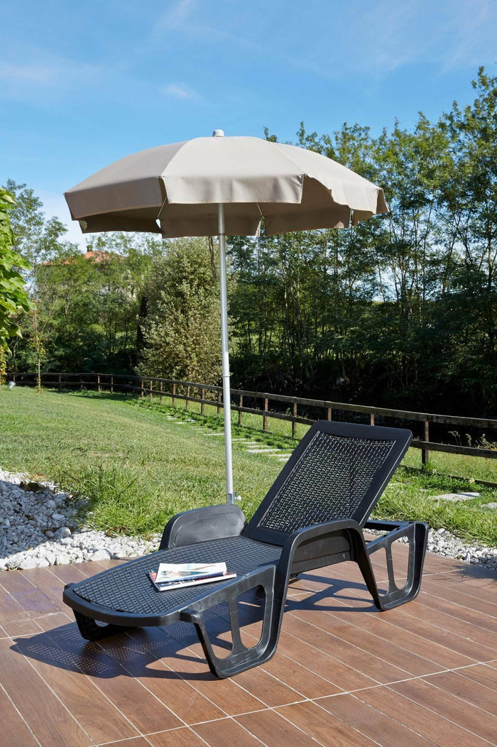 Lettino prendisole Milano, Sdraio da giardino regolabile con braccioli, Lettino da esterno, 100 % Made in Italy, Cm 192x71h100, Antracite