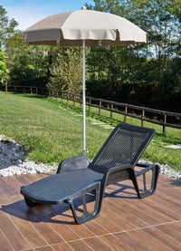 Lettino prendisole Milano, Sdraio da giardino regolabile con braccioli, Lettino da esterno, 100 % Made in Italy, Cm 192x71h100, Antracite