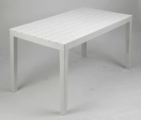 Tavolo da esterno Vasto, Tavolo rettangolare da pranzo effetto legno, Tavolo da giardino multiuso, 100% Made in Italy, Cm 138x78h72, Bianco