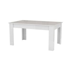 Tavolo per sala da pranzo estensibile, Made in Italy, Tavolo moderno con allunghe, Consolle allungabile, cm 160/210x90h75, Bianco lucido