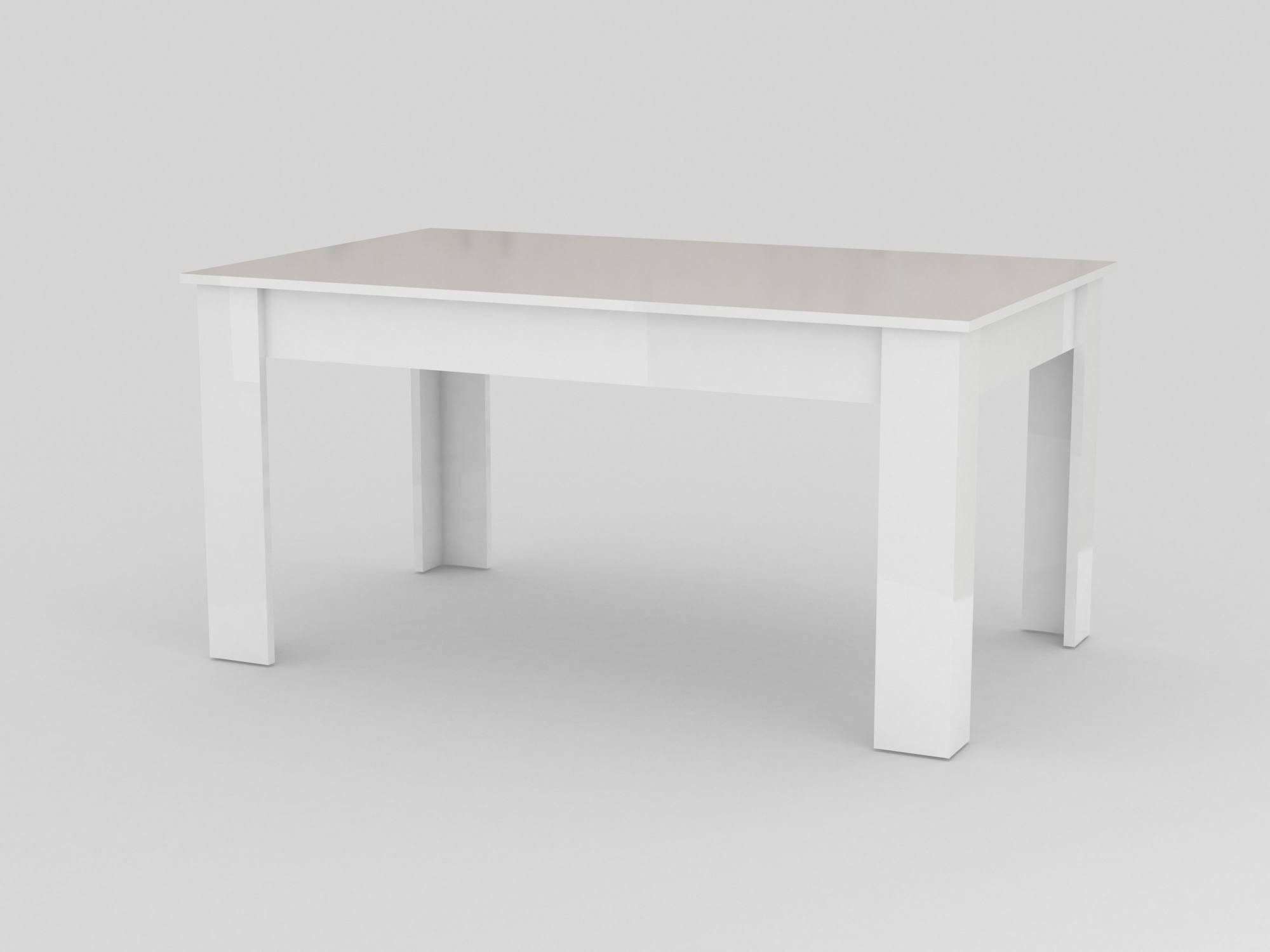 Tavolo per sala da pranzo estensibile, Made in Italy, Tavolo moderno con allunghe, Consolle allungabile, cm 160/210x90h75, Bianco lucido