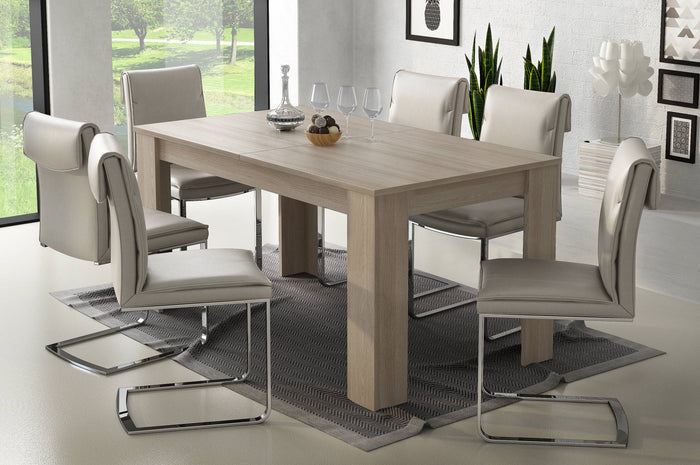 Tavolo allungabile Albacete, Tavolo da pranzo estensibile, Consolle multiuso con allunghe, Cm 140x88h75, Olmo