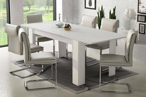 Tavolo allungabile Albatera, Tavolo da pranzo estensibile, Consolle multiuso con allunghe, Cm 140x88h75, Bianco