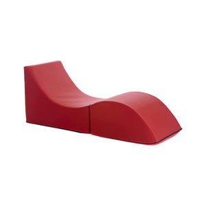 Letto pieghevole Andreina, Pouf trasformabile in letto singolo, 100% Made in Italy, Pouf trasformabile in una chaise longue in ecopelle, cm 130x50h50, Rosso