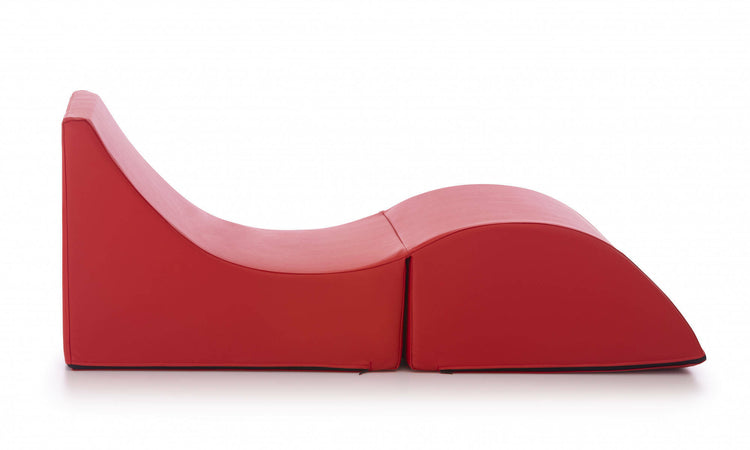 Letto pieghevole Andreina, Pouf trasformabile in letto singolo, 100% Made in Italy, Pouf trasformabile in una chaise longue in ecopelle, cm 130x50h50, Rosso