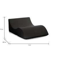 Letto pieghevole Annabella, Pouf trasformabile in letto matrimoniale, 100% Made in Italy, Pouf trasformabile in una chaise longue in ecopelle, cm 100x200h70, Nero