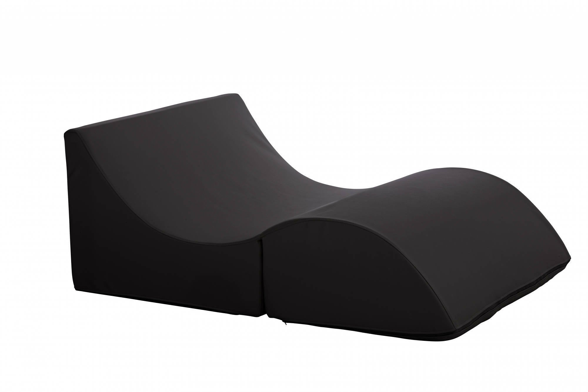 Letto pieghevole Annabella, Pouf trasformabile in letto matrimoniale, 100% Made in Italy, Pouf trasformabile in una chaise longue in ecopelle, cm 100x200h70, Nero