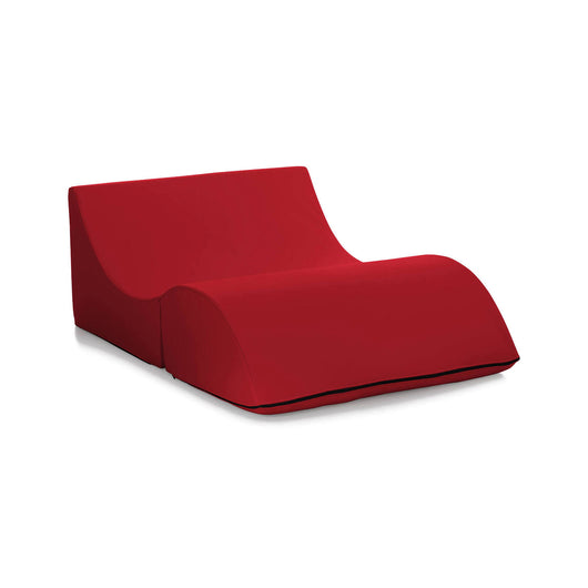 Letto pieghevole Annabella, Pouf trasformabile in letto matrimoniale, 100% Made in Italy, Pouf trasformabile in una chaise longue in ecopelle, cm 100x200h70, Rosso