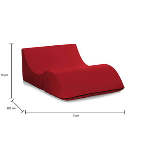 Letto pieghevole Annabella, Pouf trasformabile in letto matrimoniale, 100% Made in Italy, Pouf trasformabile in una chaise longue in ecopelle, cm 100x200h70, Rosso