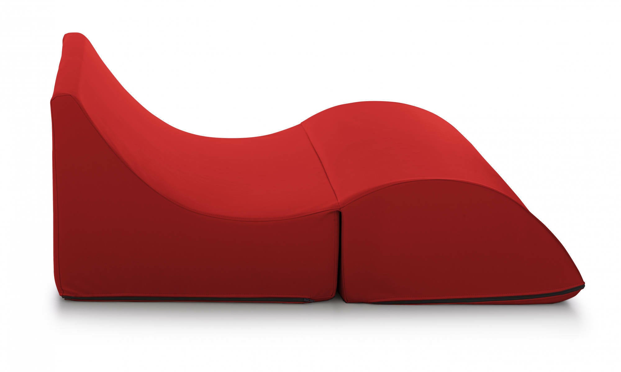 Letto pieghevole Annabella, Pouf trasformabile in letto matrimoniale, 100% Made in Italy, Pouf trasformabile in una chaise longue in ecopelle, cm 100x200h70, Rosso