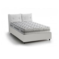 Letto matrimoniale Valeria, Letto contenitore con rivestimento in ecopelle, Made in Italy, Apertura frontale, con materasso cm 160x190 incluso, Bianco