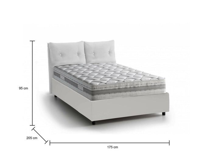 Letto matrimoniale Valeria, Letto contenitore con rivestimento in ecopelle, Made in Italy, Apertura frontale, con materasso cm 160x190 incluso, Bianco