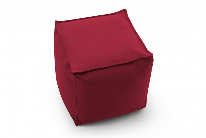 Pouf Annalaura, Pouf multifunzione, 100% Made in Italy, Poltroncina relax in tessuto imbottito, cm 45x45h45, Rosso