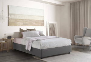 Letto matrimoniale Chloe, Letto contenitore con rivestimento in tessuto, Made in Italy, Apertura frontale, adatto per materasso cm 140x200, Grigio