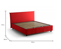 Letto matrimoniale Azue, Letto contenitore con rivestimento in tessuto, Made in Italy, Apertura frontale, adatto per materasso cm 140x190, Rosso